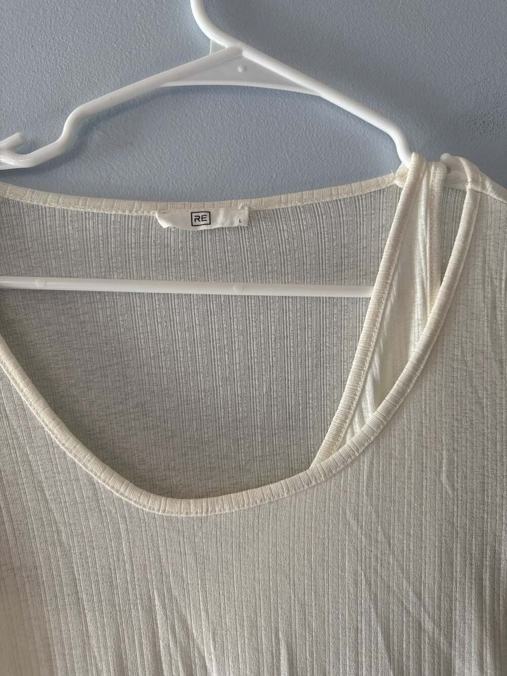 Cream Ribbed Long Sleeve Top Minimalist Neutral Basic Clean Girl Balletcore